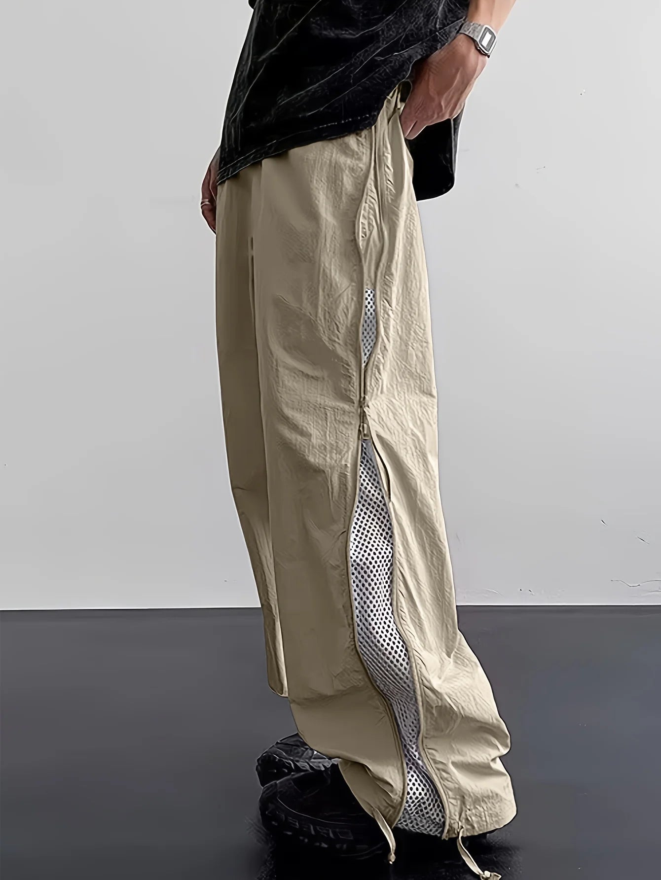 Side-Zip Mesh Parachute Pants