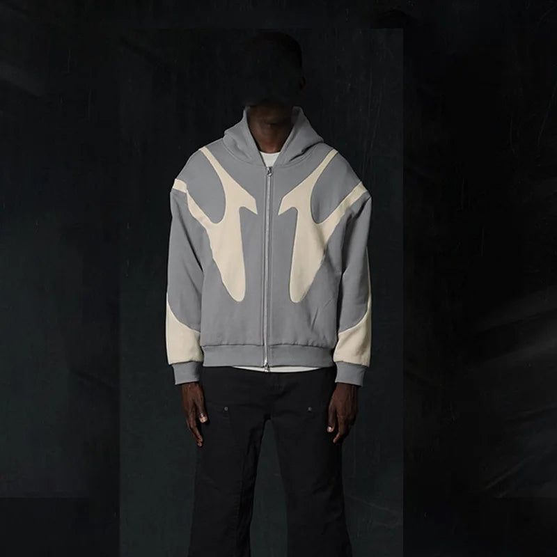 Devil Pattern Zip Hoodie