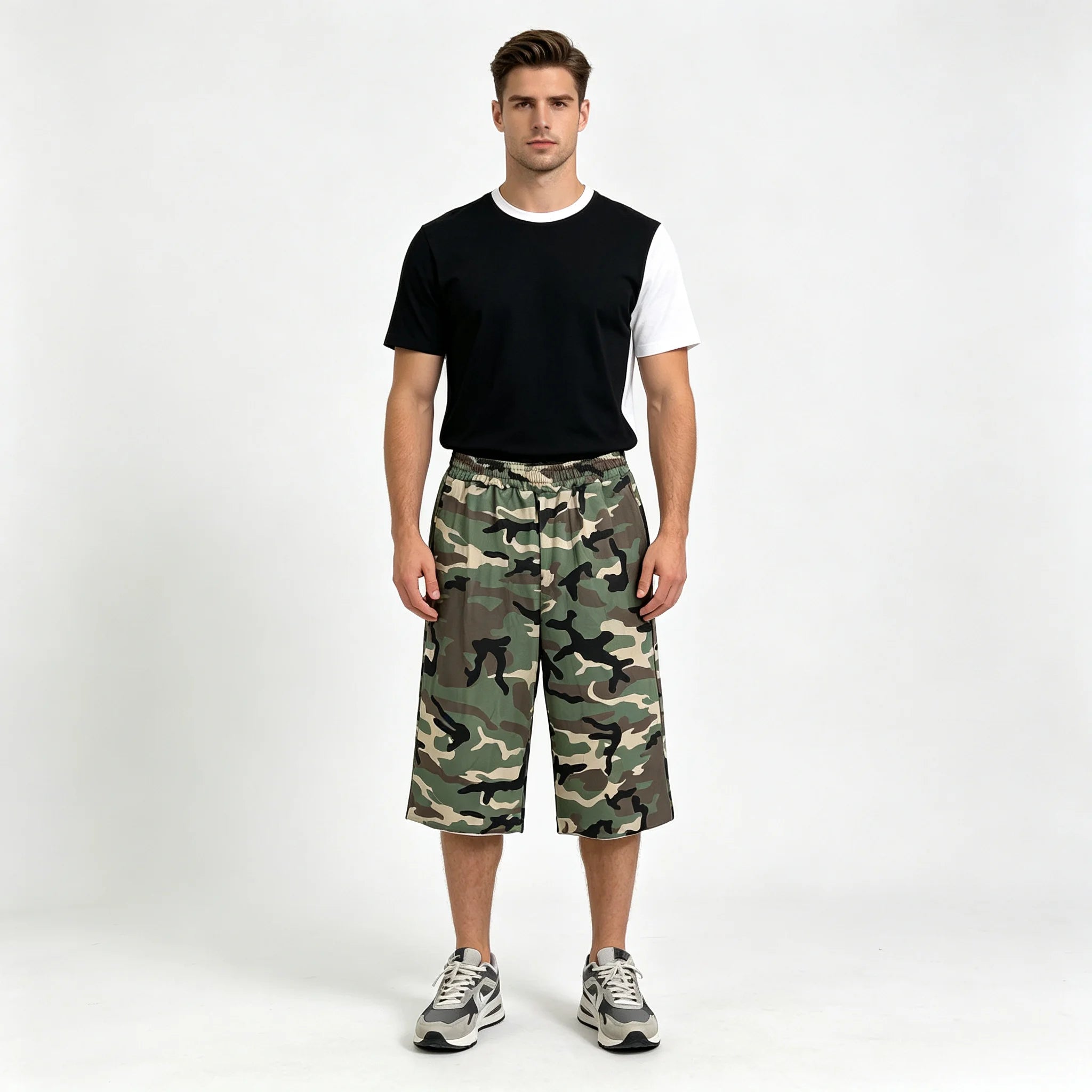 Camo Capri Cargo Shorts