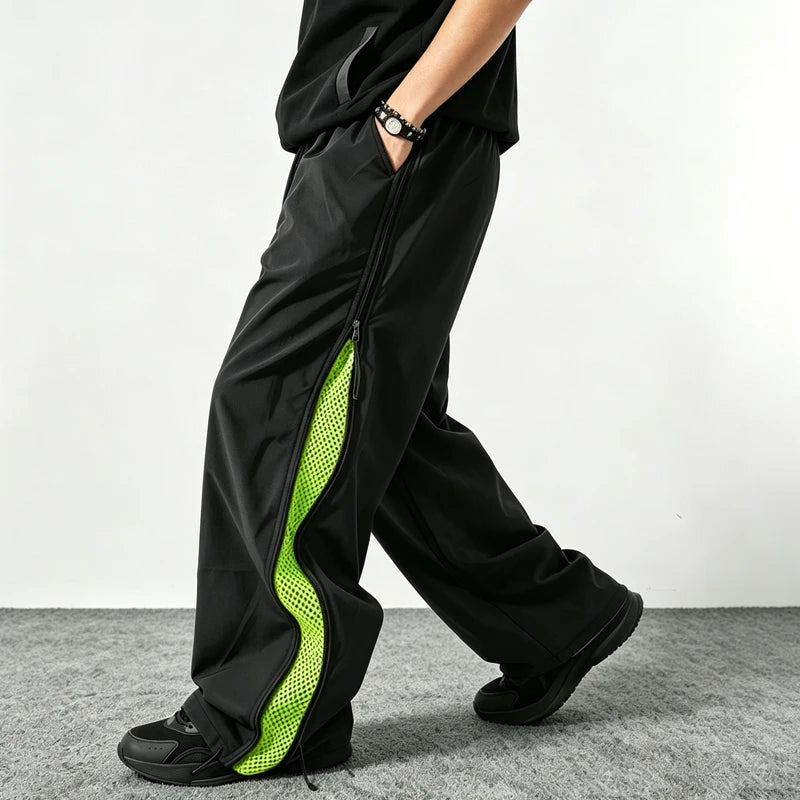 Side-Zip Mesh Parachute Pants