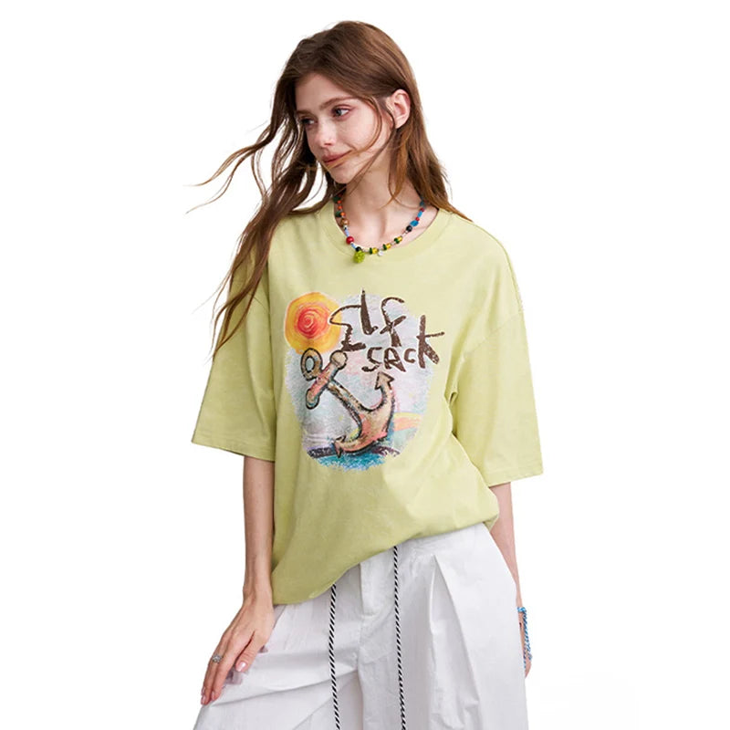 Anchor Print Oversized Tee