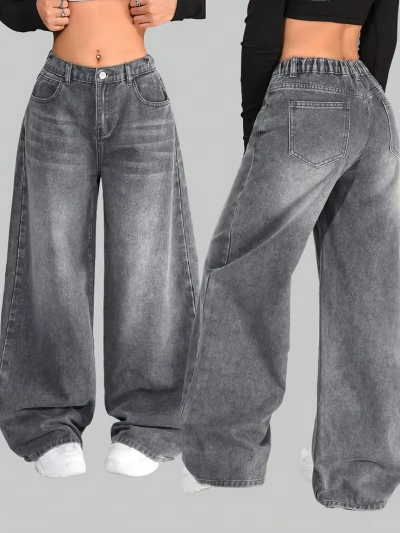 Washed Multi-Pocket Baggy Jeans