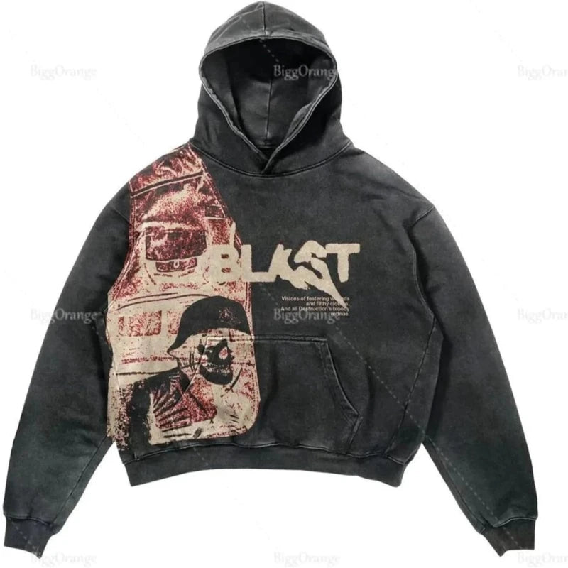 2024 American Y2K letter personalized casual jacket new street wear Harajuku retro hooded sweatshirt for autumn and winter women