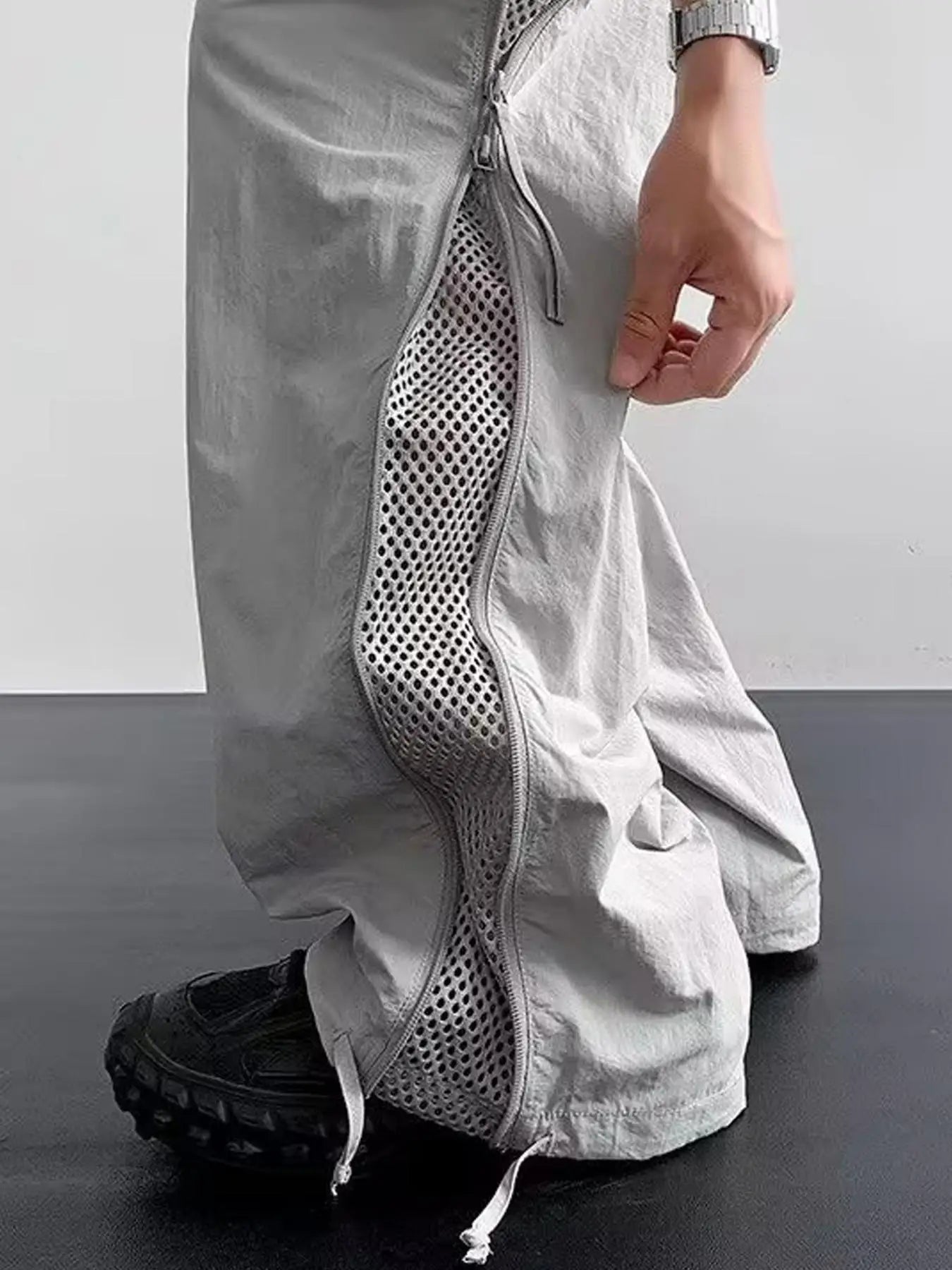 Side-Zip Mesh Parachute Pants