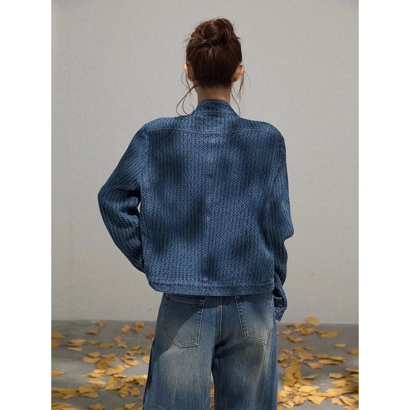 Y2K Textured Stand Collar Jacket