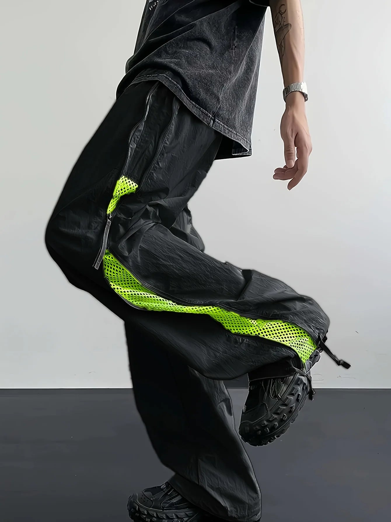 Side-Zip Mesh Parachute Pants
