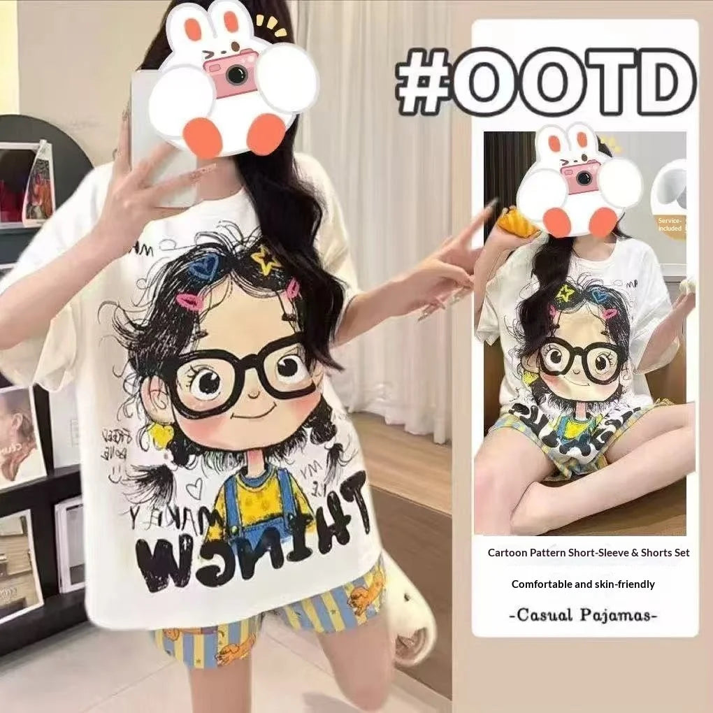 Cartoon Short Sleeve Pajama Set