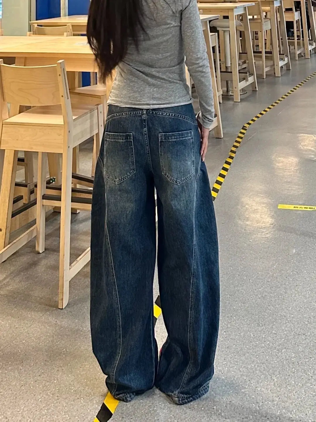 Washed Blue Baggy Cargo Jeans