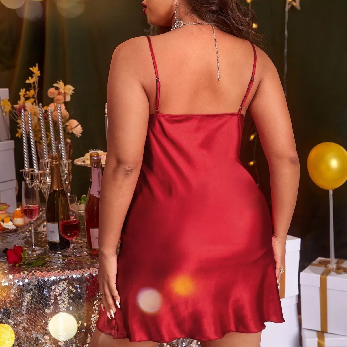 Backless Satin Camisole Nightgown