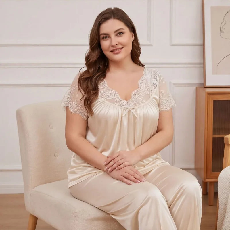 Lace Satin Pajama Set