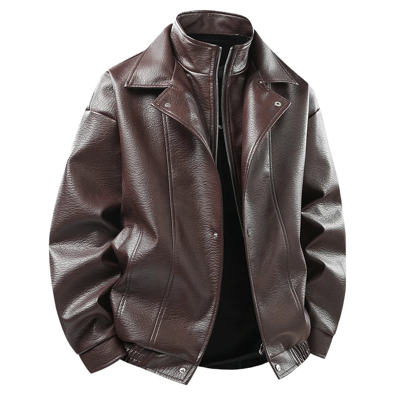Slim Faux Leather Bomber