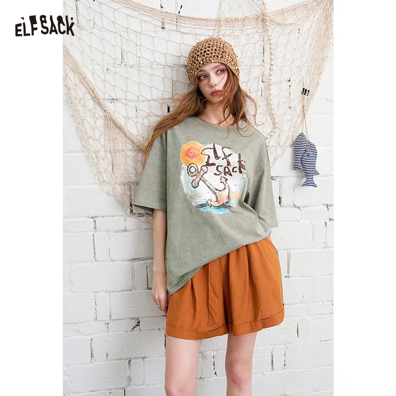 Anchor Print Oversized Tee