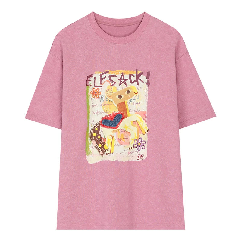 Pony Print Washed Tee