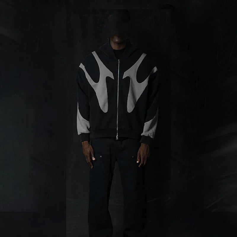 Devil Pattern Zip Hoodie