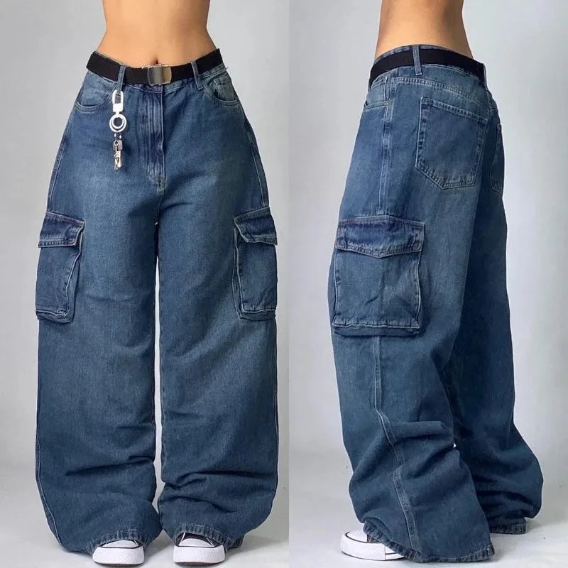 Washed Multi-Pocket Baggy Jeans