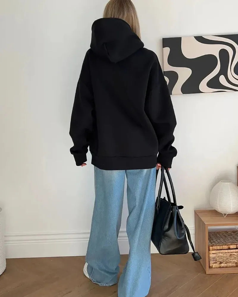 Black Oversized Zip Hoodie