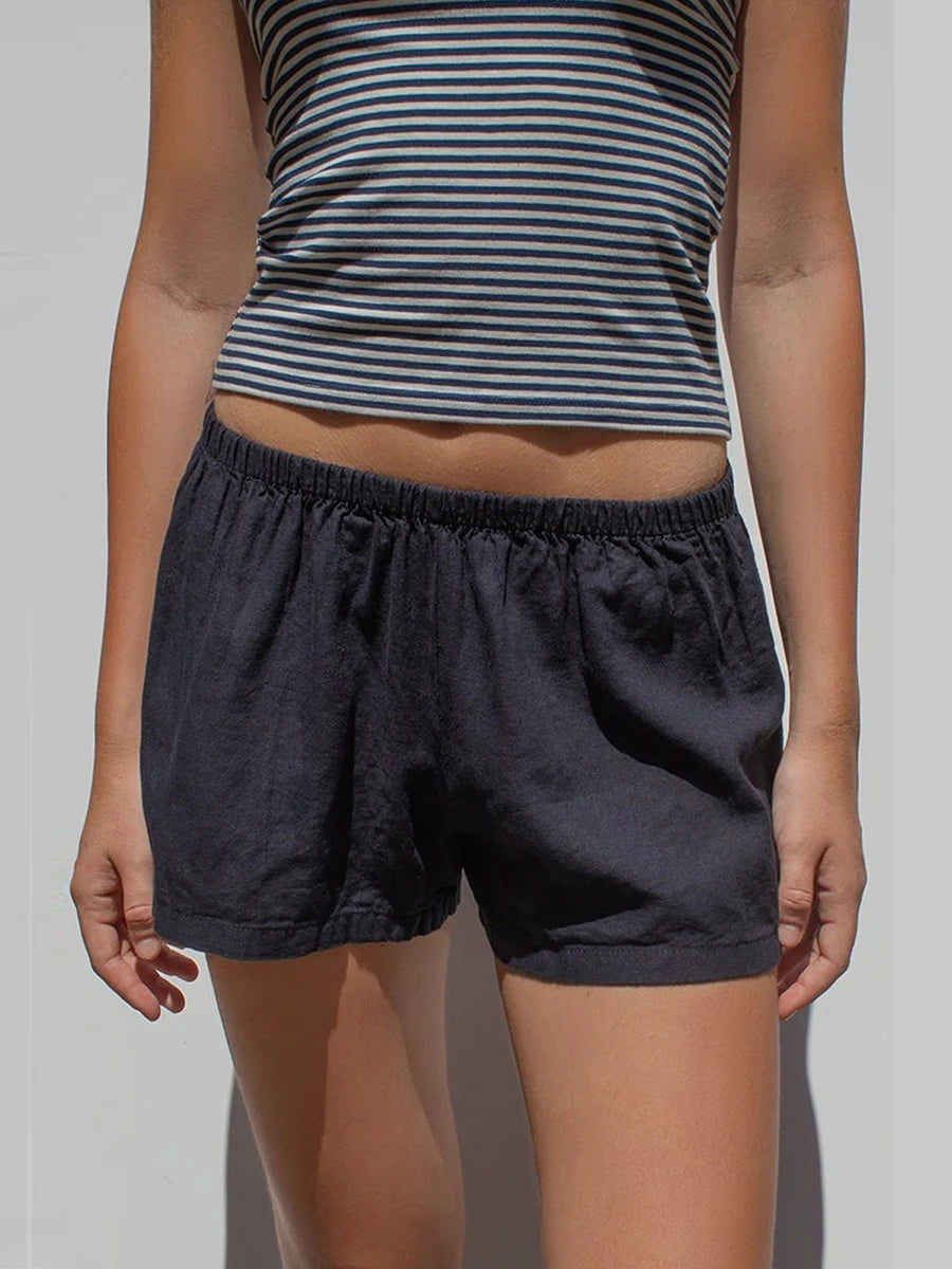 Striped Elastic Lounge Shorts