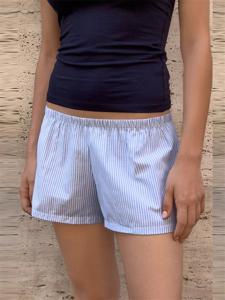 Striped Elastic Lounge Shorts