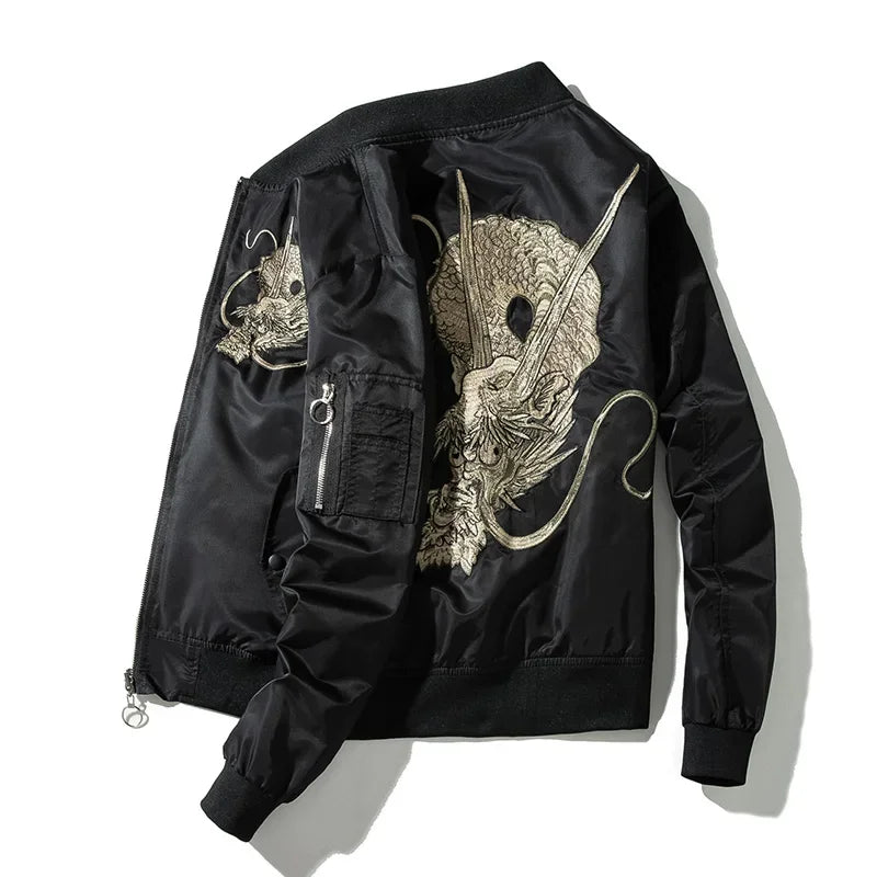 Dragon Embroidered Bomber Jacket