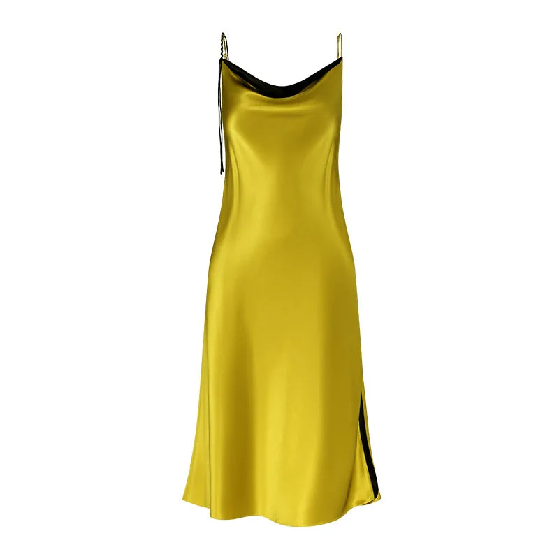 Satin Ruffle Slip Dress