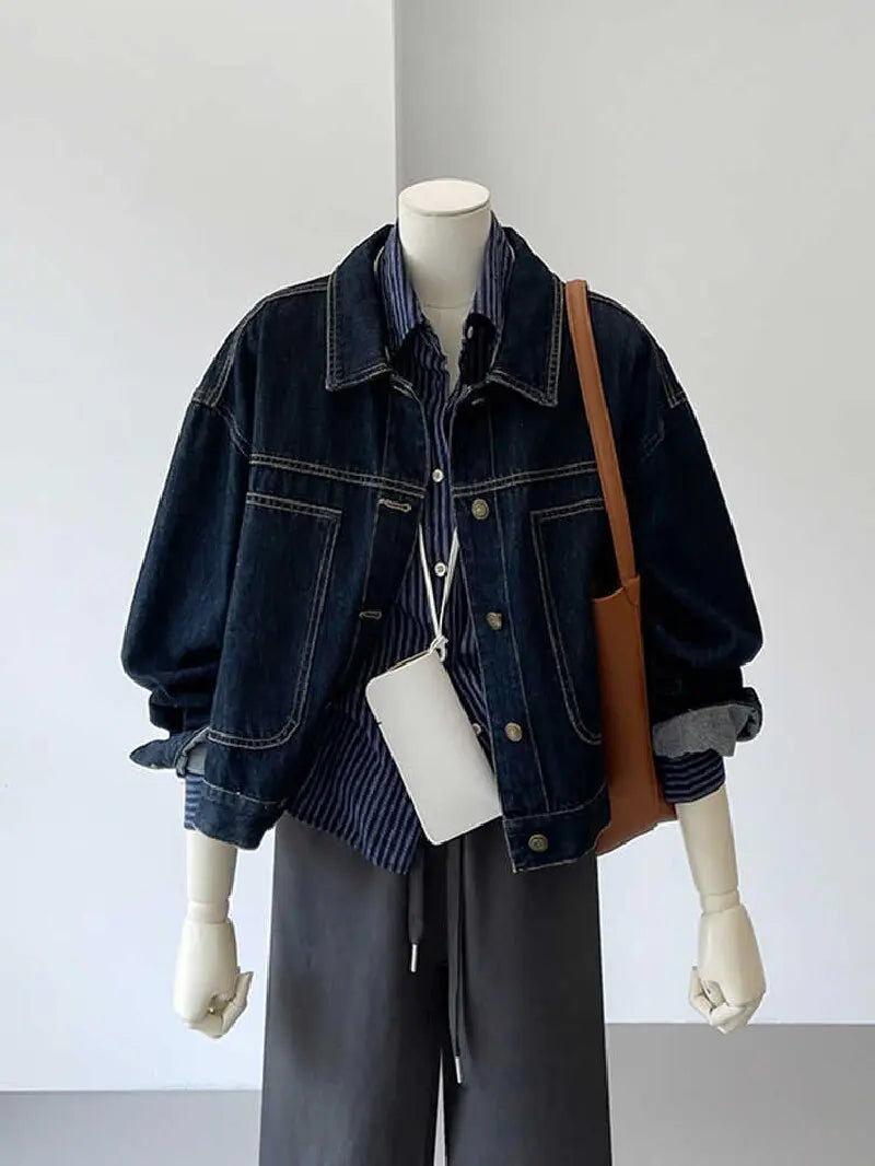 Washed Oversized Denim Workwear Jacket