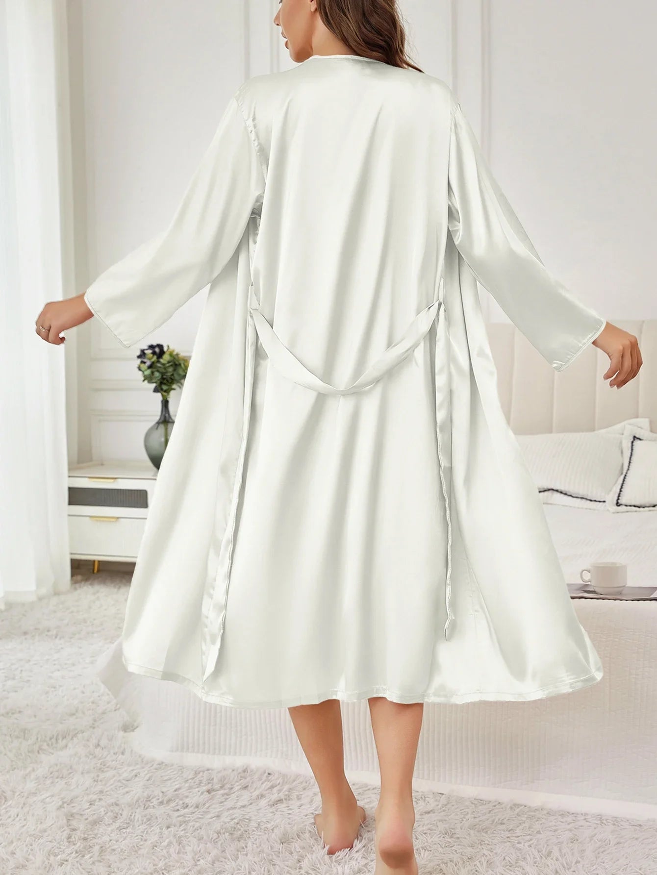 Black Silk Lace Robe