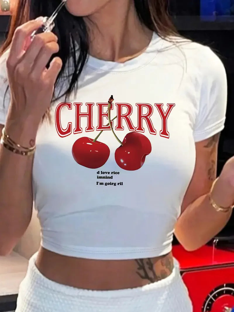 Cherry Print Crop Top