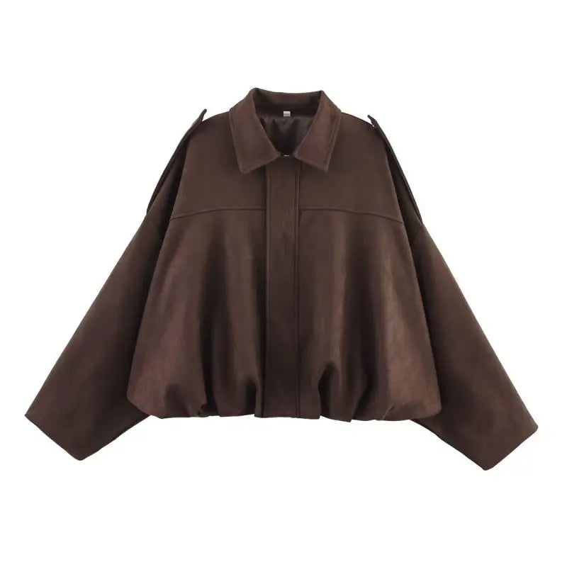 Brown Green Suede Bomber