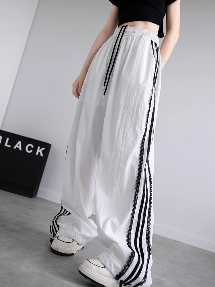 Lace Patchwork Wide-Leg Pants