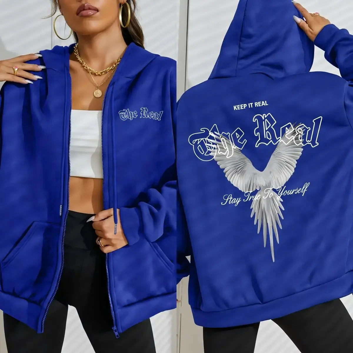 Wings Graphic Zip Hoodie