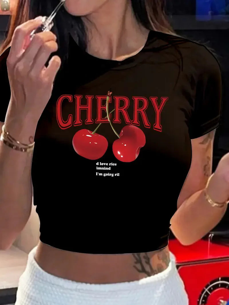 Cherry Print Crop Top