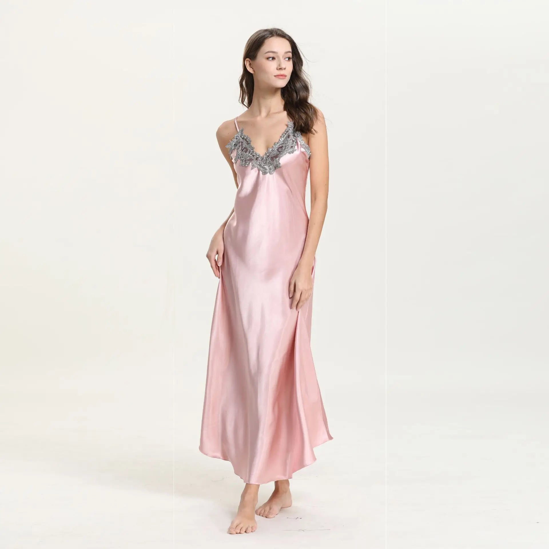 Lace Panel Long Nightgown