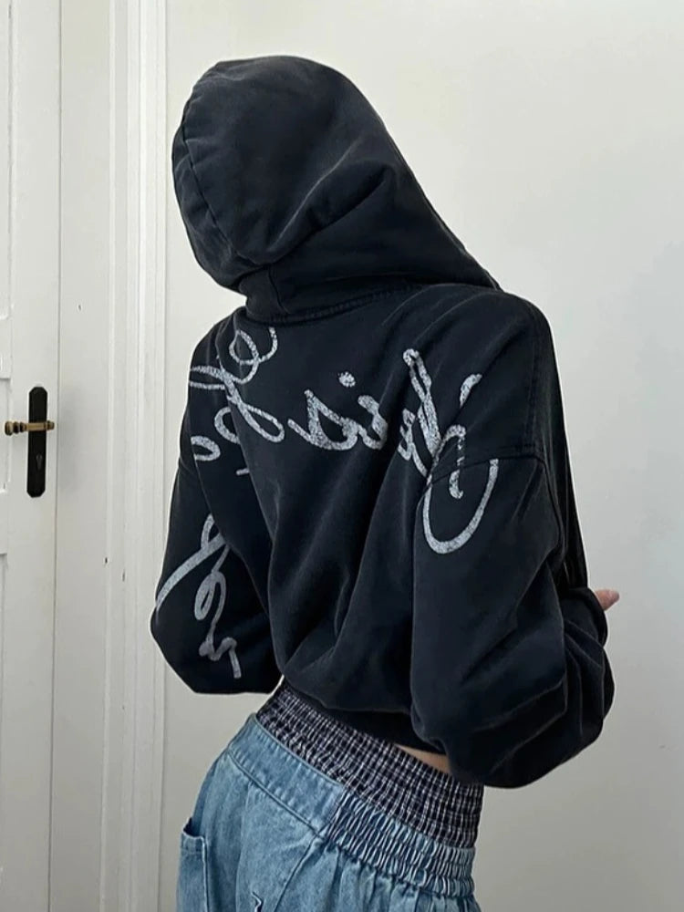 Gothic Letter Print Hoodie