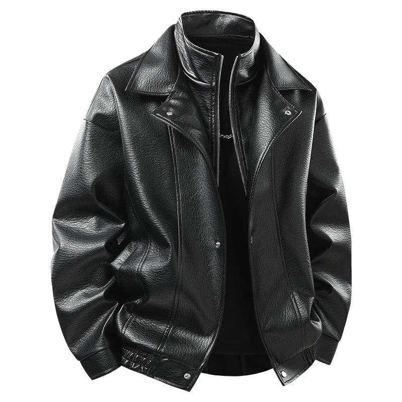 Slim Faux Leather Bomber