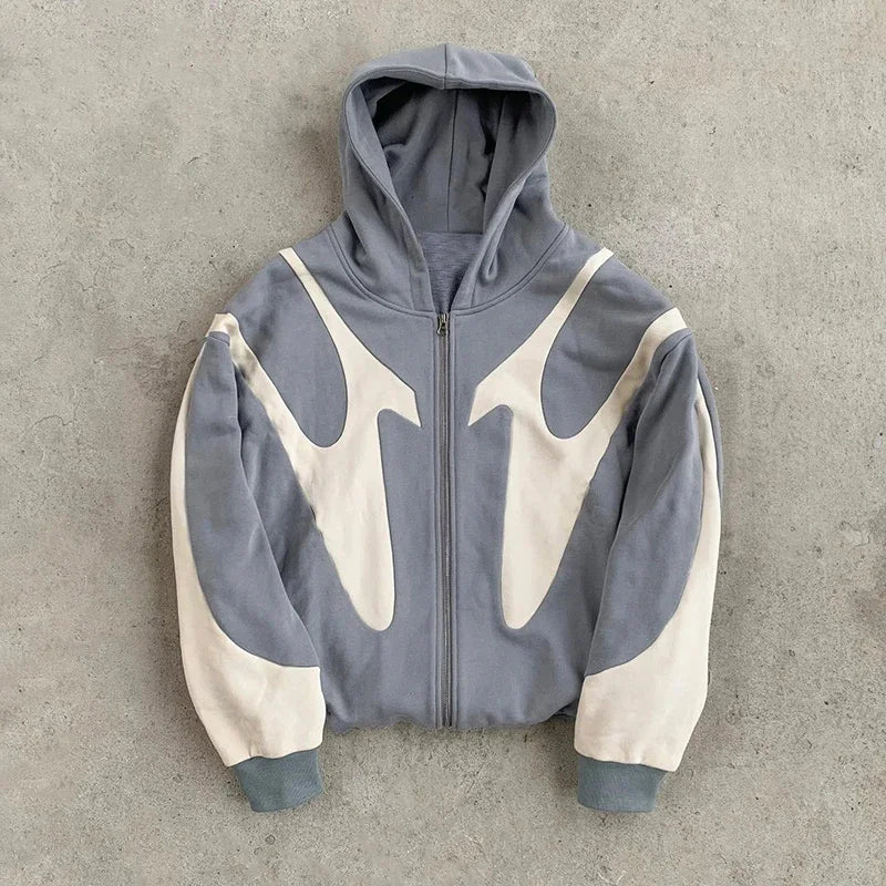Devil Pattern Zip Hoodie