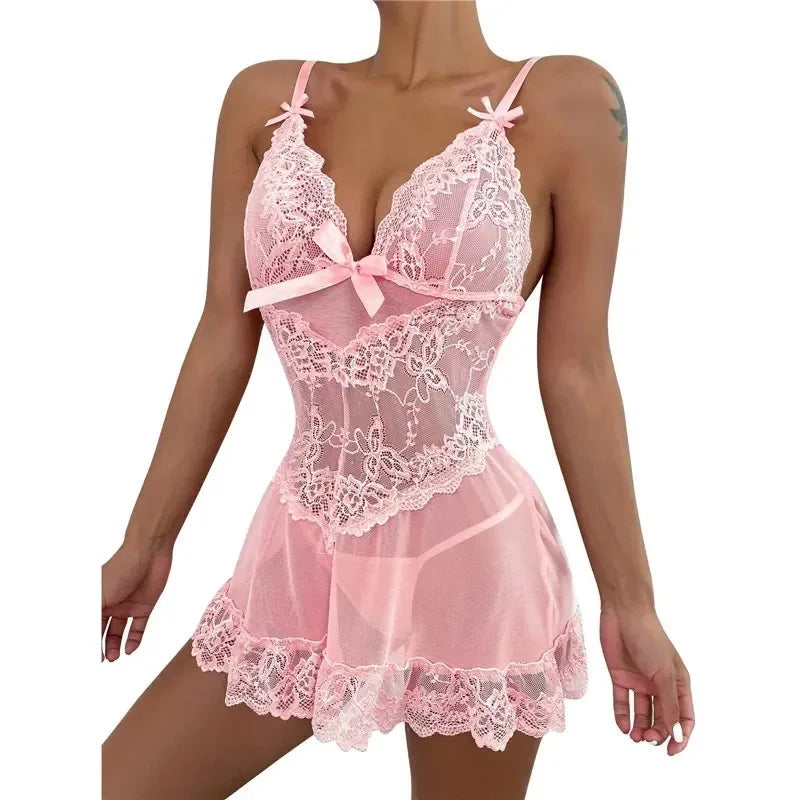Lace Mesh Nightdress Set