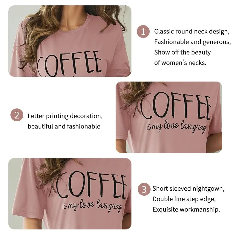 Coffee Letter Print Sleepshirt