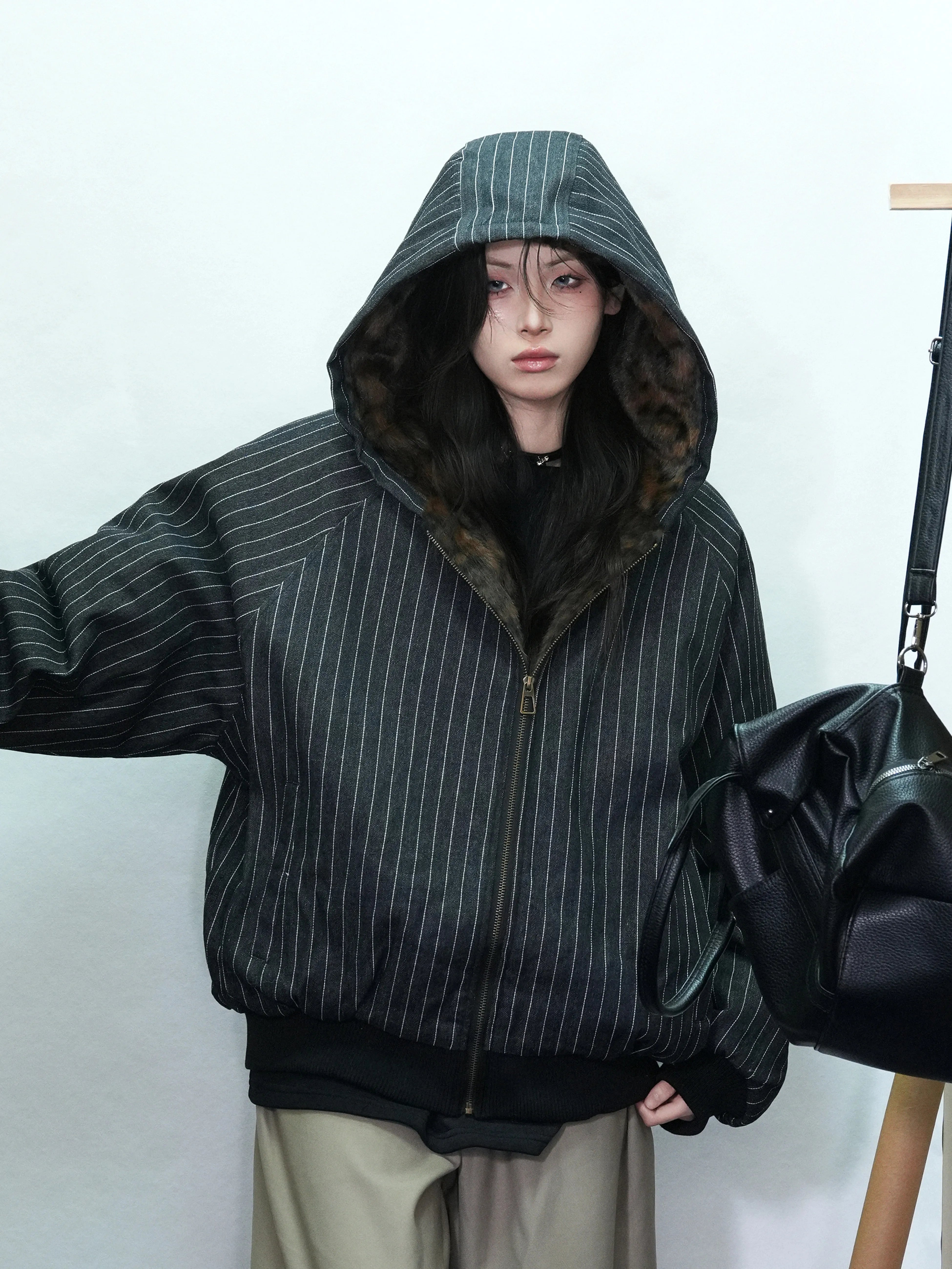 Retro Faux Fur Hoodie Jacket